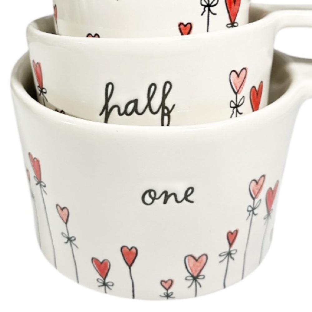 NEW HTF Rae Dunn HEART BALLOON w/Handle Valentine’s Day Measuring Cups Set/4 - Picture 2 of 6